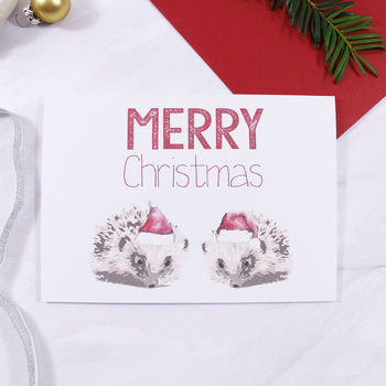 Hedgehog Santa Hat Christmas Card, 2 of 2