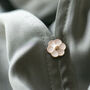 White Enamel Flower Modesty Pin Or Button, thumbnail 2 of 10