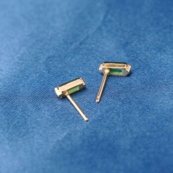 Emerald Birthstone Stud Earrings, Green Stone Stud Earrings, 5 of 7