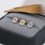 Tiny Button Stud Earrings In Sterling Silver, thumbnail 1 of 12