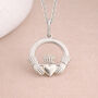 Personalised Sterling Silver Irish Claddagh Pendant Necklace, thumbnail 3 of 8