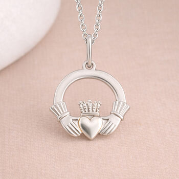 Personalised Sterling Silver Irish Claddagh Pendant Necklace, 3 of 8