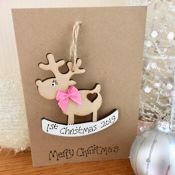 Personalised First Christmas Card Baby Girl Decoration By Craft Heaven ...