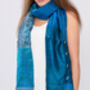 Teal Blue Kantha Stitch Handmade Silk Scarf, thumbnail 1 of 5