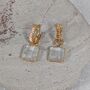 The Faceted Square Blue Topaz Gemstone Hoop Earrings, thumbnail 3 of 6