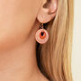 Terracotta And Cream Stripey Circular Earrings, thumbnail 2 of 6