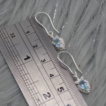Blue Topaz Dangle Earrings: Silver Or Gold, Floral Drop, 7 of 7