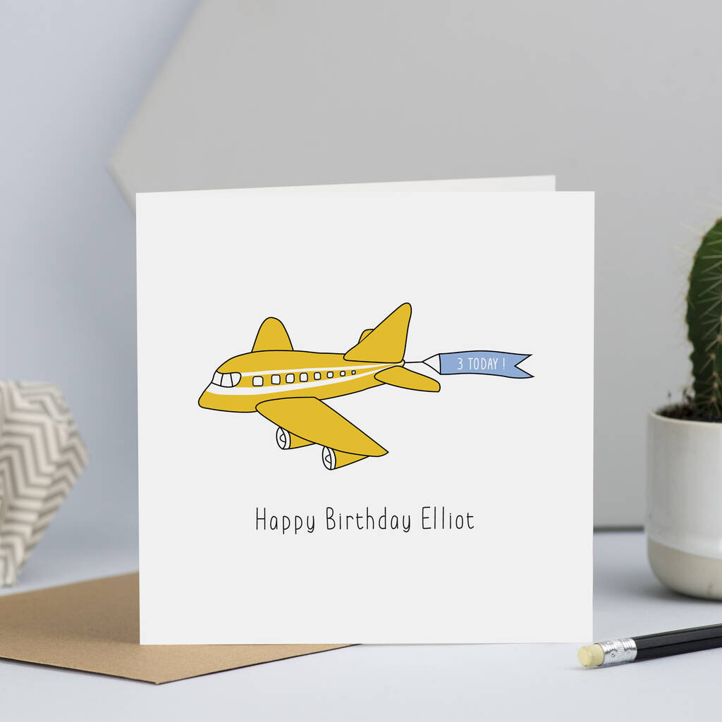 Aeroplane Birthday Card With Name And Age, 1 of 3