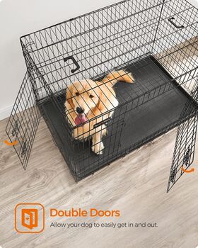Foldable Dog Crate With Two Doors And Tray, 6 of 7