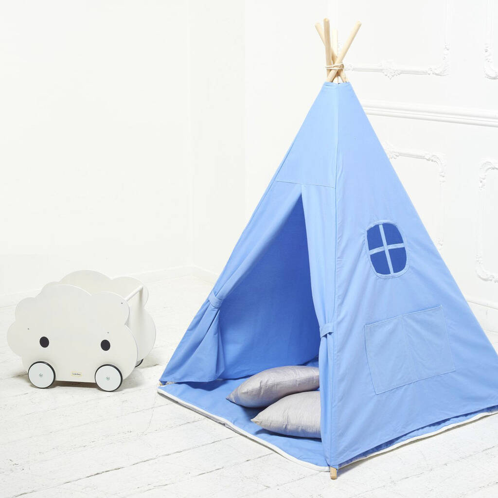 Blue Teepee Set With Floor Mat, 1 of 4