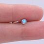 Sterling Silver Blue Or White Opal Huggie Hoop Threader Earrings, thumbnail 7 of 11