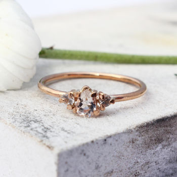 Demi Dainty 9ct Gold Pear Morganite And Sapphire Ring, 2 of 6