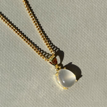 Natural Moonstone Pendant Necklace, 24k Plated, 4 of 6