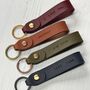 Olive Green Mini Leather Keychain Anniversary Gift, thumbnail 5 of 5
