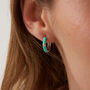 Light Blue Enamelled Jewelled Sterling Silver Hoops, thumbnail 1 of 7