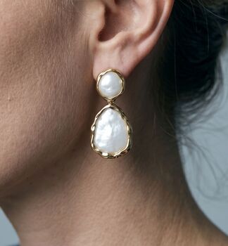 Shinju Mother Of Pearl Oversized Drop Earrings, 2 of 5