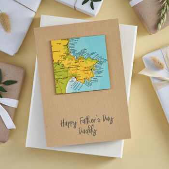 Personalised Map Square Father's Day Card, 3 of 4