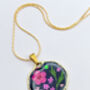 Necklace With Pink Flowers In Black Lacquer, thumbnail 4 of 9