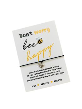 Don't Worry Bee Happy Wish Bracelet | Bee Gift, 4 of 7