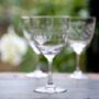 A Pair Of Crystal Wine Glasses With Lens Design, thumbnail 1 of 2