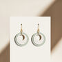 Cream And Green Circular Earrings, thumbnail 3 of 7