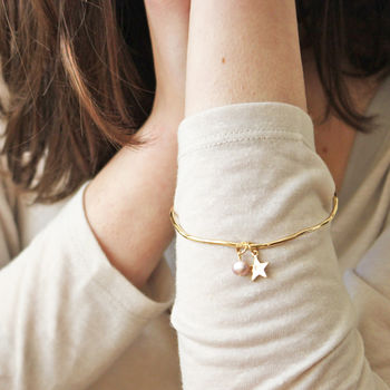 Personalised Star And Pearl Bangle, 4 of 6