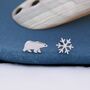Sterling Silver Polar Bear And Snowflake Stud Earrings, thumbnail 2 of 7