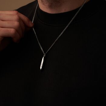 Silver Engraved Bar Pendant Chain Necklace For Men And Women, Sentimental Gifts, 7 of 10