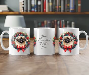 Personalised Pekingese Christmas Wreath Dog Mug, 2 of 2