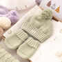 First Christmas Personalised Bobble Hat And Mittens Set, thumbnail 1 of 12