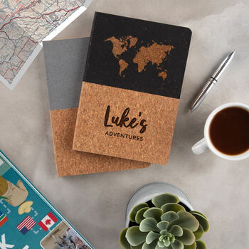 Personalised Vegan Cork Travel Journal Notebook, 2 of 6