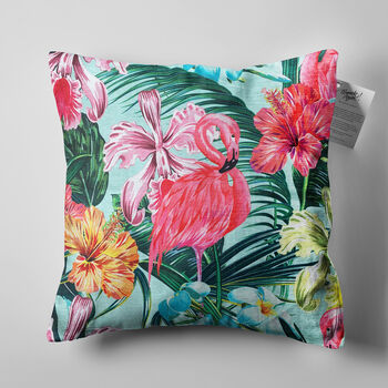 Tropical Pink Flamingo Botanical Cushion Cover, 4 of 10