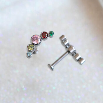 Rainbow Pride Curved Helix Earring, 2 of 5