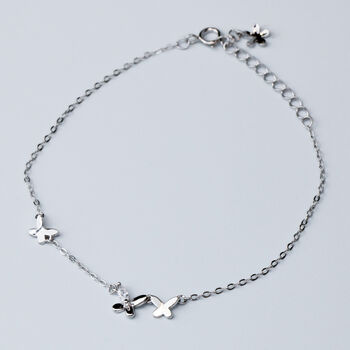 Sterling Silver Crystal Butterfly Charm Bracelet, 2 of 5