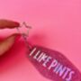 The Sparkly 'I Like Pints' Motel Keyring / Beer Lover Gift For Her / Pub Lover Gift, thumbnail 5 of 7