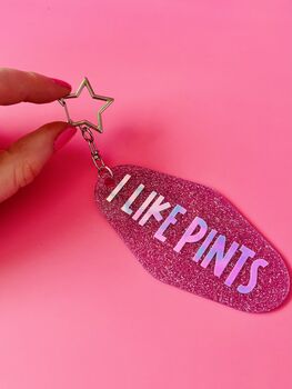 The Sparkly 'I Like Pints' Motel Keyring / Beer Lover Gift For Her / Pub Lover Gift, 5 of 7
