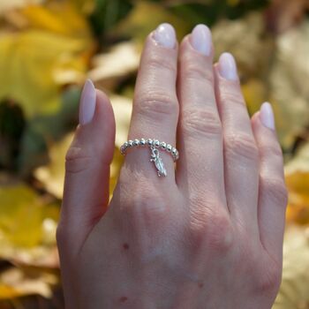 Sterling Silver Ball Bead Ring With Mini Bearded Dragon, 5 of 10