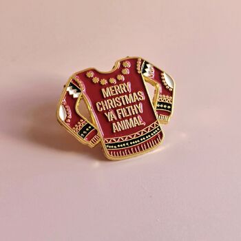 Merry Christmas Ya Filthy Animal Enamel Pin, 2 of 4