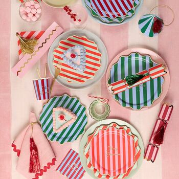 Set Of Six Striped Tinsel Tassel Christmas Crackers, 3 of 6