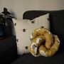 Handmade Mustard Floral Knotted Cushion, thumbnail 1 of 5
