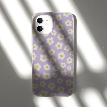 Retro Purple Flowers Biodegradable Phone Case, 7 of 7