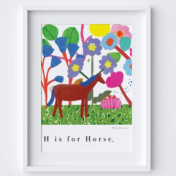 H Is For Horse Art Print Painted Collage Poster, 2 of 2