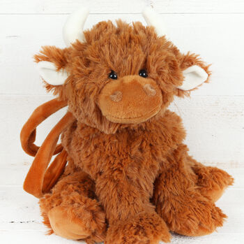 Highland Brown Cow Scarf And Bag + Personalised Heart, 6 of 6