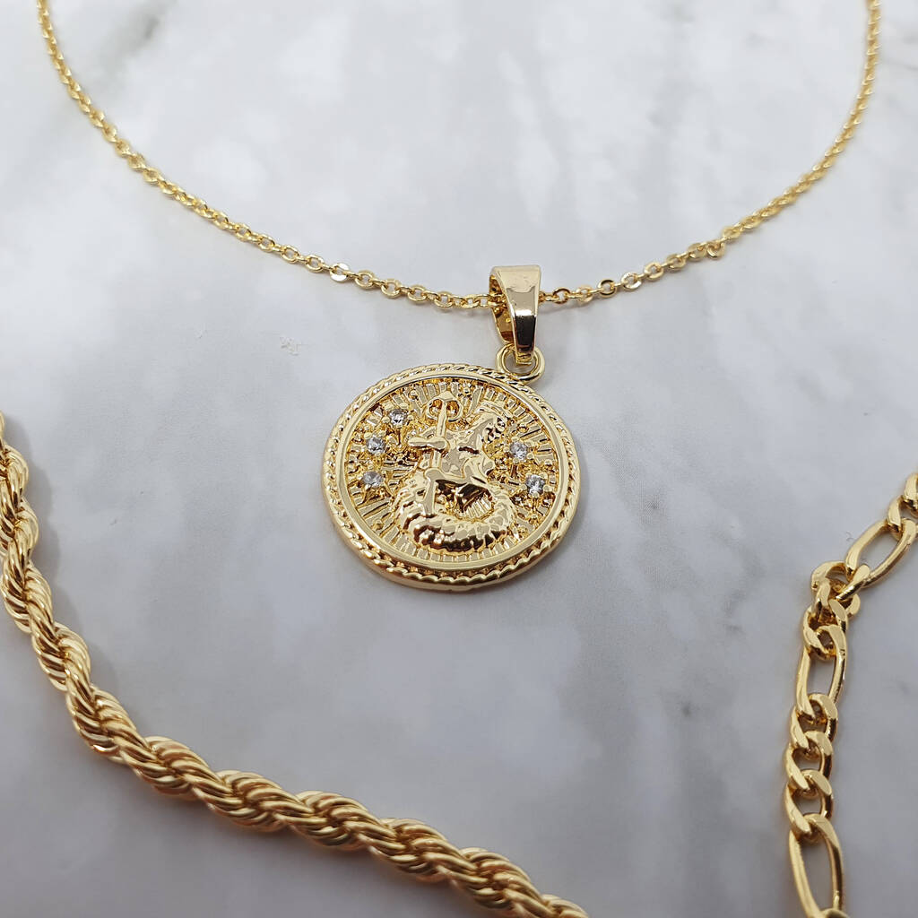 18k Gold Vermeil Plated Zodiac Charm Necklace By Harfi