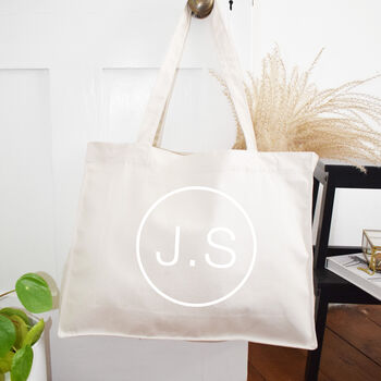 Minimal Print Initials Oversized Beach And Shopping Bag, 5 of 5