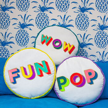 Small Talk Wow Cushion Round Multicoloured, 2 of 2