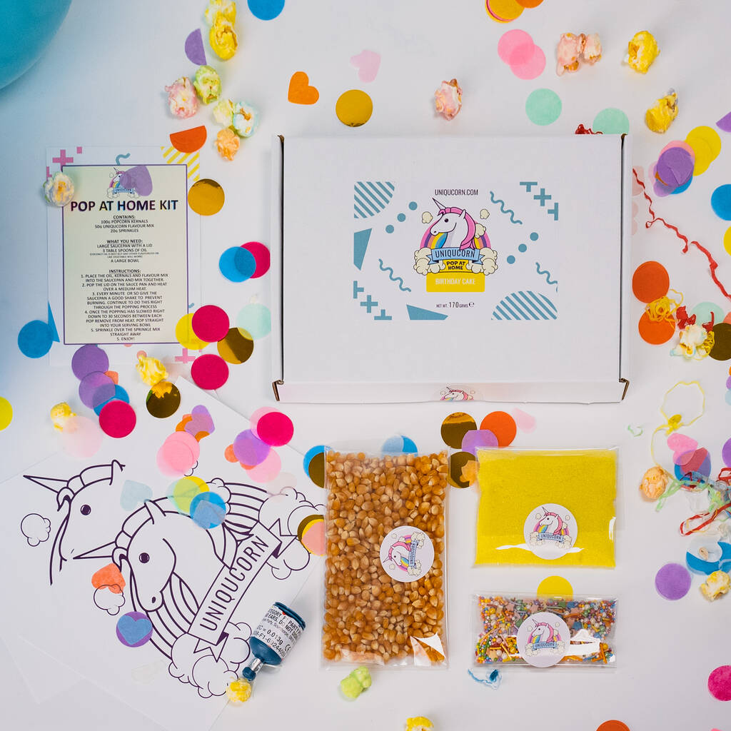 Make Your Own Birthday Cake Flavour Popcorn At Home Kit, 1 of 2