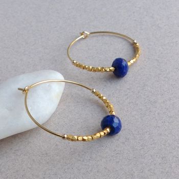 Lapis Lazuli And Fair Trade Hoops 30mm, 8 of 10