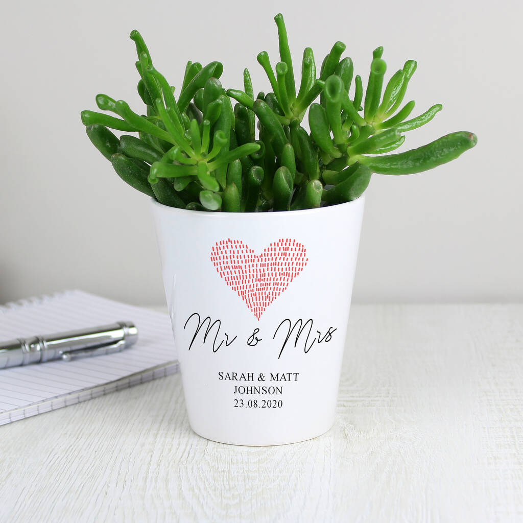 Personalised Heart Ceramic Plant Pot Gift By Sassy Bloom As seen on TV