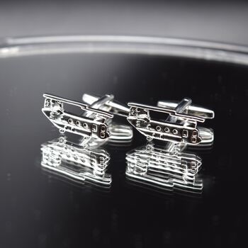 Helicopter Army Silver Cufflinks Gift For Pilots 316 L Stainless Steel Aviation Accessory, 5 of 6